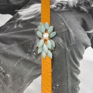 Leather Bracelet w Mint Turquoise Jewels